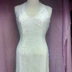 Tiffany Designs White Sheath Formal Gown